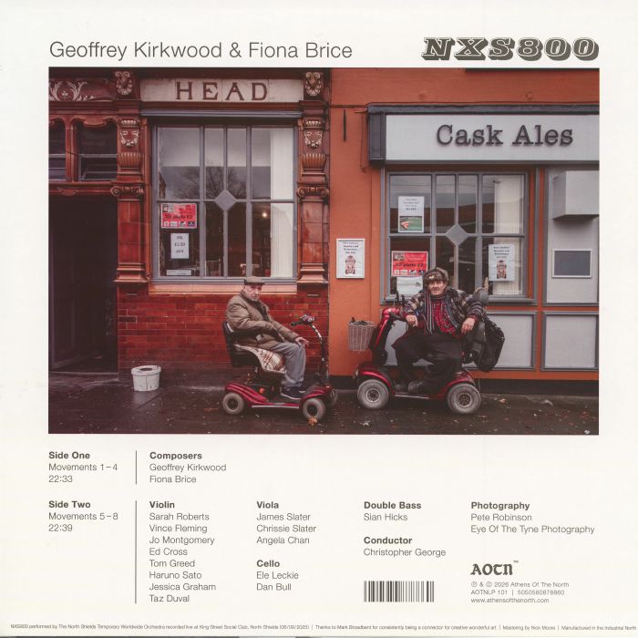 Geoff Kirkwood / Fiona Brice – NXS800 (LP, clear, Athens Of The North, 2026) Back Cover