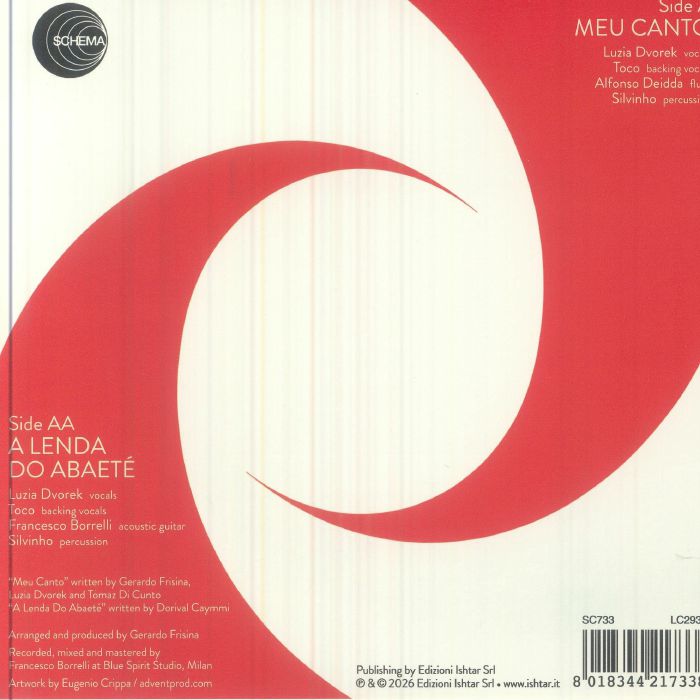 Gerardo Frisina Luzia Dvorek Toco – Meu Canto (7", Schema, 2026) Back Cover