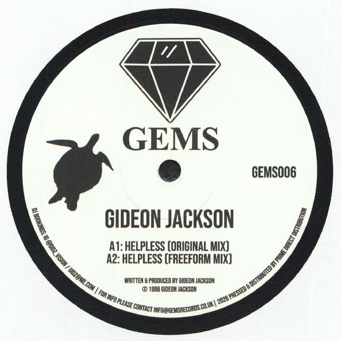 Gideon Jackson – Helpless / Sales In the Wind (12", Gems, 2026) Front Cover