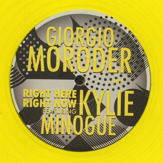 Giorgio Moroder Featuring Kylie Minogue – Right Here Right Now (12", Yellow Transparent, Good For You Records, 2020) Front Cover