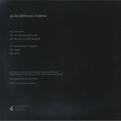 Giulio Aldinucci – Materia (LP, 180 gram, Karlrecords, 2026) Back Cover