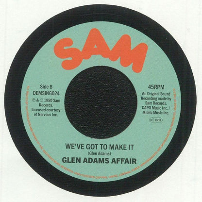 Glen Adams Affair – Just A Groove (7", Sam Records, 2025) back cover