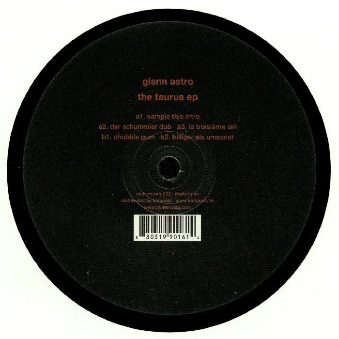 Glenn Astro – The Taurus EP  (12", Mule Musiq, 2018) Front Cover