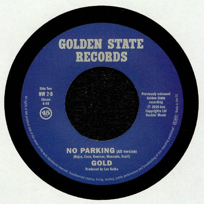 Gold – No Parking (7", Golden State Records, 2020) Back Cover