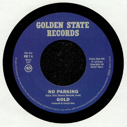Gold – No Parking (7", Golden State Records, 2020) Front Cover