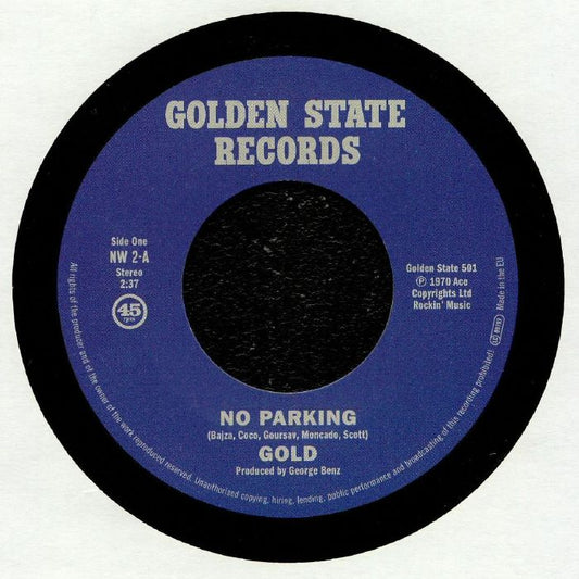 Gold – No Parking (7", Golden State Records, 2025) front cover