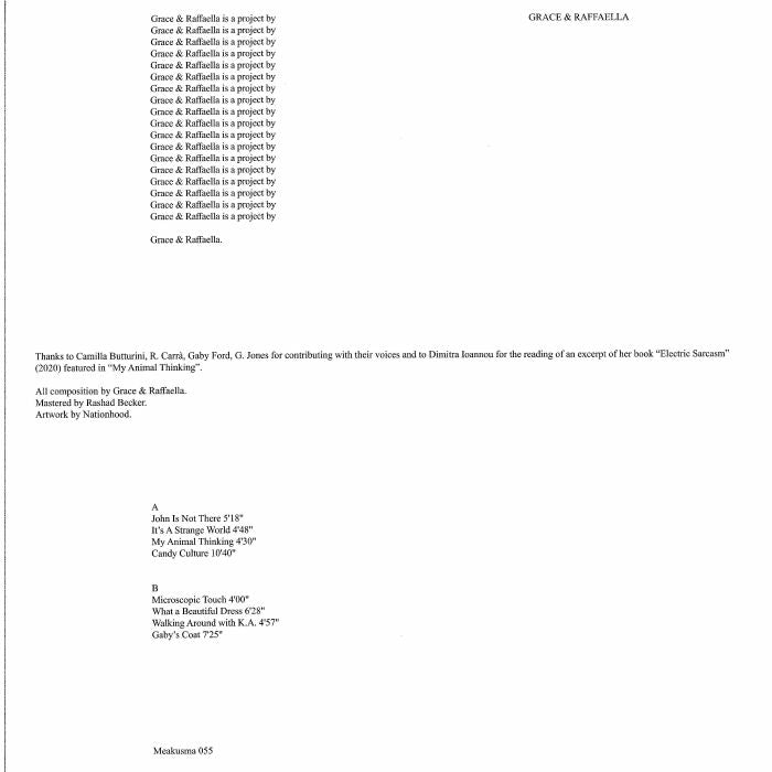 Grace & Raffaella – Grace & Raffaella (LP, Meakusma, 2026) Back Cover