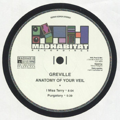 Greville – Anatomy Of Your Veil (12", Mad Habitat Recordings, 2025) Front Cover