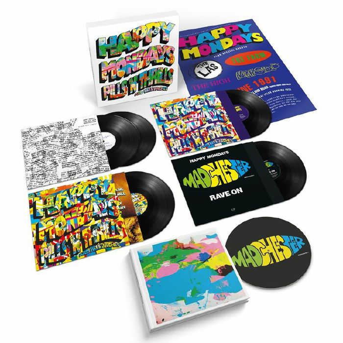 Happy Mondays – Pills 'N' Thrills And Bellyaches (5xLP, Box set, London Records, 2026) Front Cover