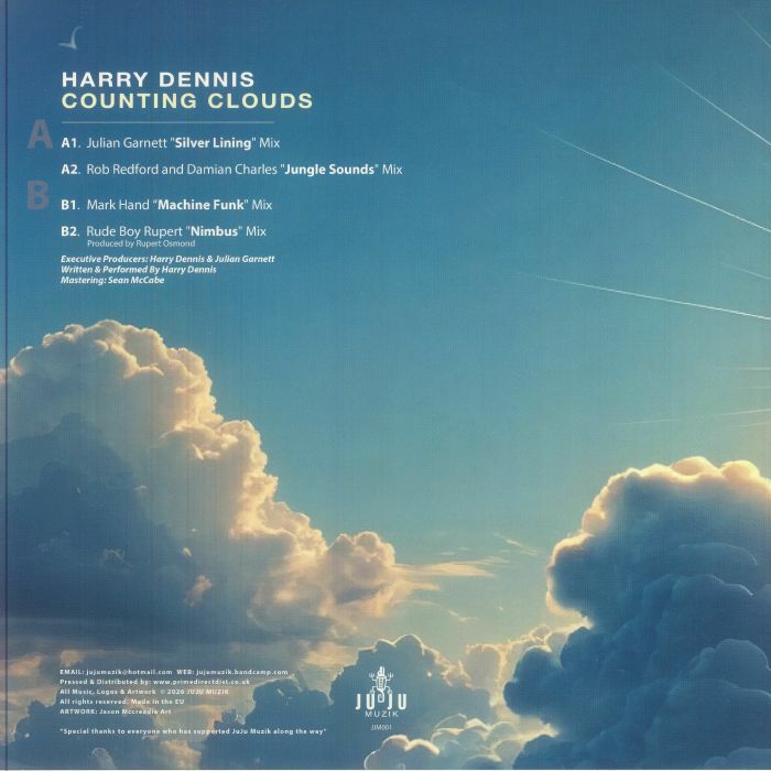 Harry Dennis – Counting Clouds (12", JuJu Muzik, 2026) Back Cover