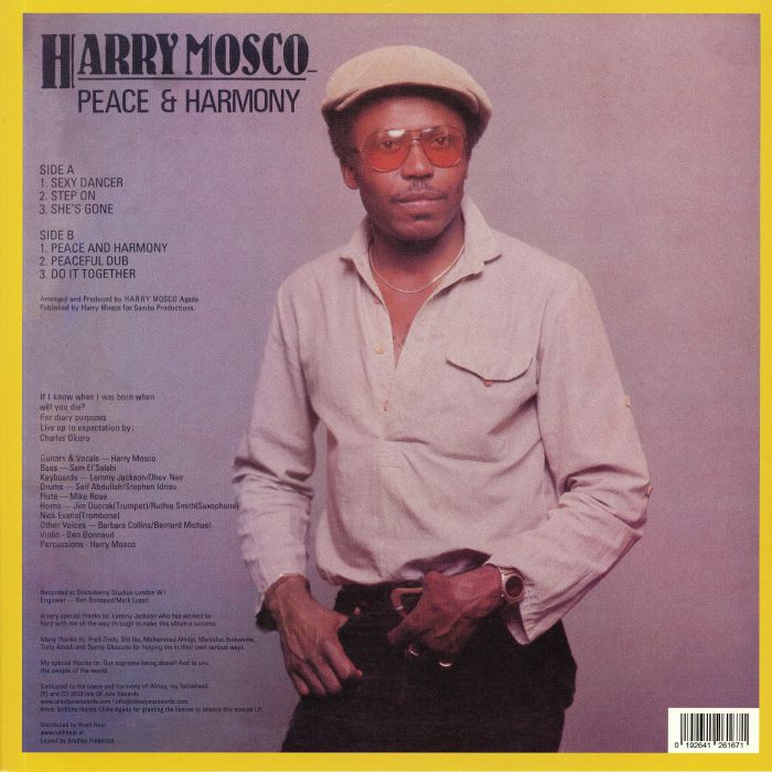 Harry Mosco – Peace & Harmony (LP, Isle Of Jura, 2019) Back Cover