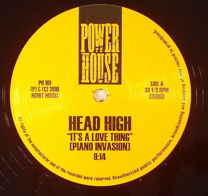 Head High – It's A Love Thing (Piano Invasion) (12", Power House, 2010) Front Cover