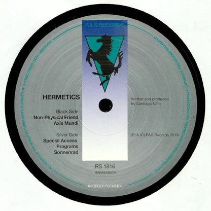Hermetics – Techgnosis EP  (12", R & S Records, 2018) Back Cover