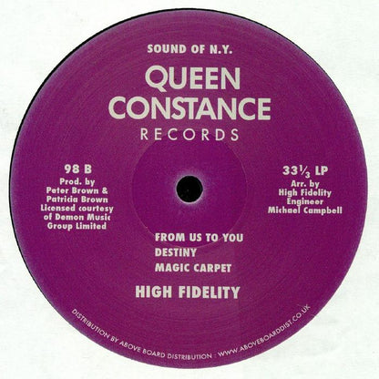 High Fidelity – High Fidelity (LP, Queen Constance Records, 2018) Back Cover