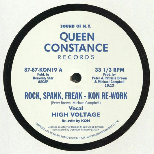 High Voltage / Chain Reaction – Rock, Spank, Freak / Dance Freak (12", Queen Constance Records, 2019) Front Cover