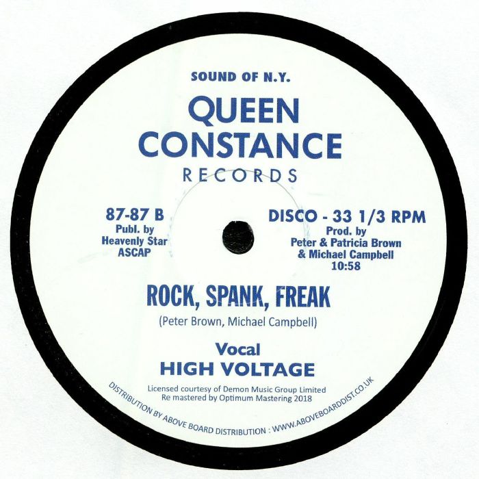 High Voltage – Rock, Spank, Freak (12", Queen Constance Records, 2018) Back Cover
