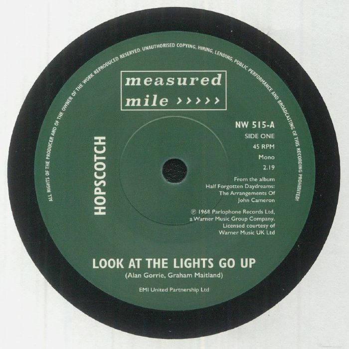 Hopscotch Andwella – Look At The Lights Go Up / Hold On To Your Mind (7", Measured Mile, 2023) Front Cover