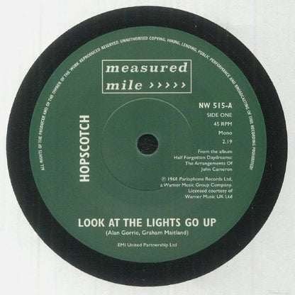 Hopscotch Andwella – Look At The Lights Go Up / Hold On To Your Mind (7", Measured Mile, 2023) Front Cover