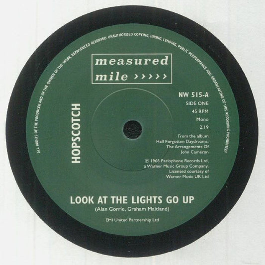 Hopscotch / Andwella – Look At The Lights Go Up / Hold On To Your Mind (7", Measured Mile, 2025) front cover