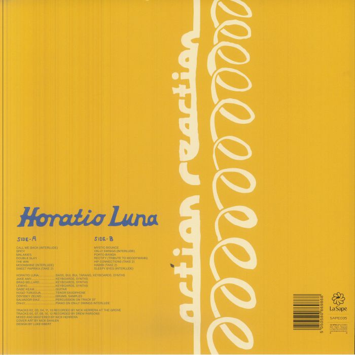 Horatio Luna – Action Reaction (LP, La Sape Records, 2026) Back Cover