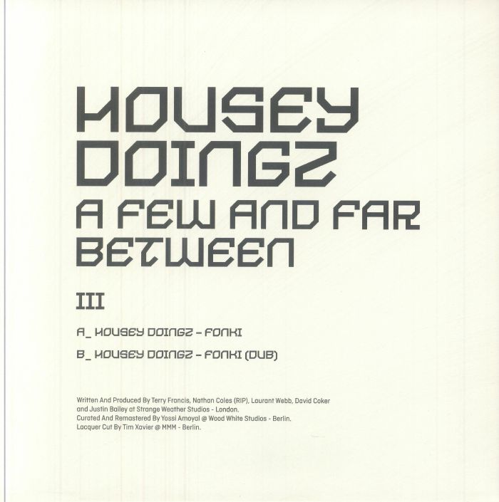 Housey Doingz – A Few And Far Between III (10", Sushitech Records, 2025) Back Cover