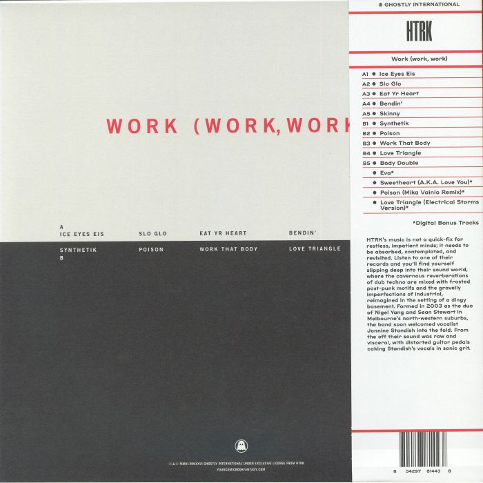 HTRK – Work (Work, Work) (LP, Clear Ash, Ghostly International, 2026) Back Cover