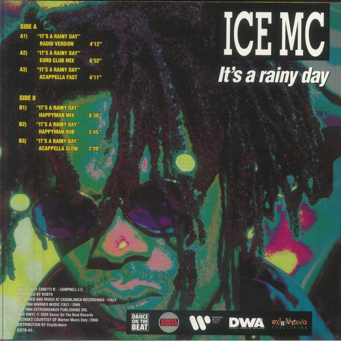 ICE MC – It's A Rainy Day (12", Blue Transparent, Dance On The Beat, 2026) Back Cover