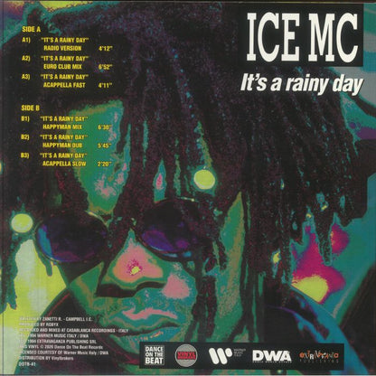 ICE MC – It's A Rainy Day (12", Blue Transparent, Dance On The Beat, 2026) Back Cover