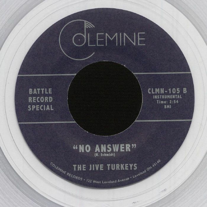 Ikebe Shakedown / The Jive Turkeys – No Answer / No Answer (7", Clear, Colemine Records, 2021) Back Cover