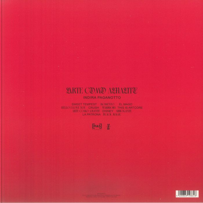 Indira Paganotto – Arte Como Amante (12", [PIAS] Électronique, 2026) Back Cover