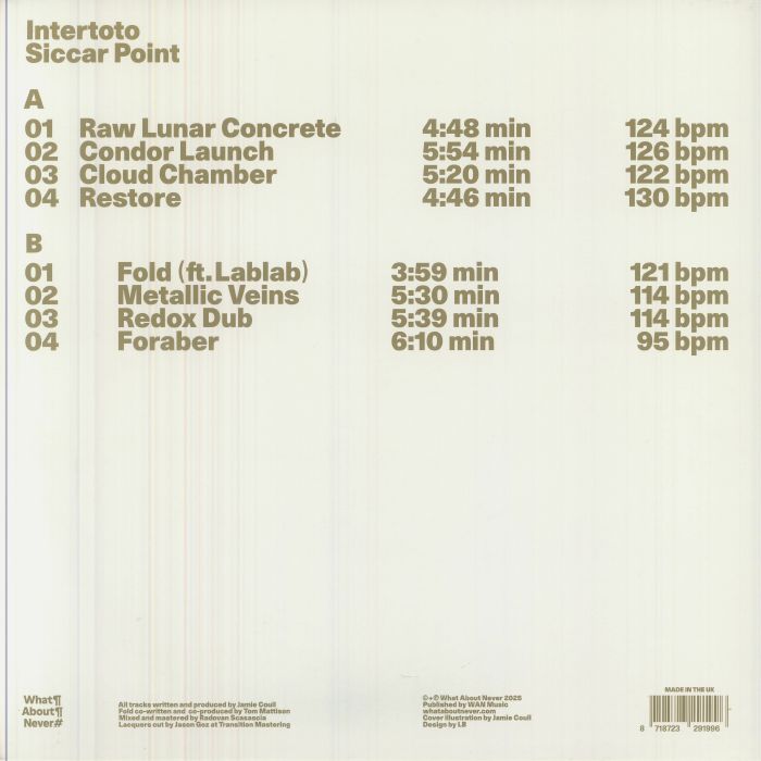 Intertoto – Siccar Point (LP, What About Never, 2026) Back Cover