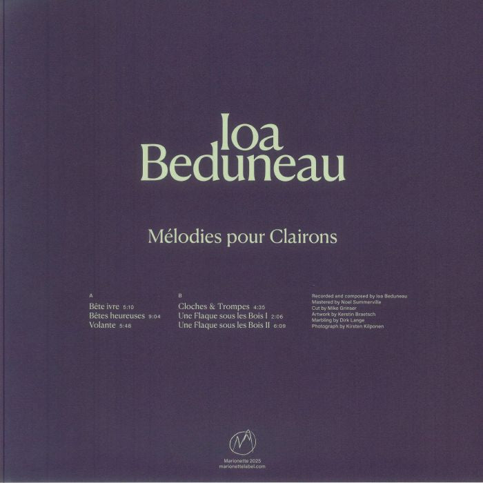Ioa Beduneau – Mélodies Pour Clairons (LP, 180g, Marionette, 2025) Back Cover