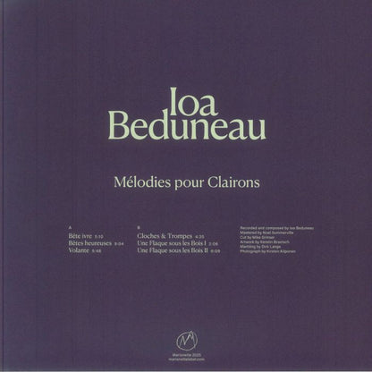 Ioa Beduneau – Mélodies Pour Clairons (LP, 180g, Marionette, 2025) Back Cover