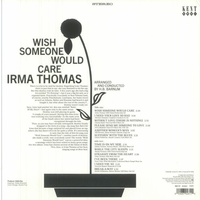 Irma Thomas – Wish Someone Would Care (LP, Kent Soul, 2025) Back Cover