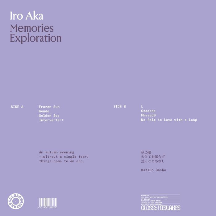 Iro Aka – Memories Exploration (LP, Glossy Mistakes, 2026) Back Cover