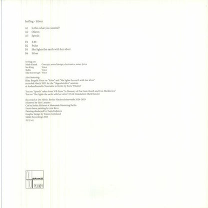 Irrflug – Silver (LP, Sähkö Recordings, 2026) Back Cover