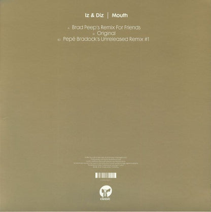 Iz & Diz – Mouth (12", Classic Music Company, 2026) Back Cover