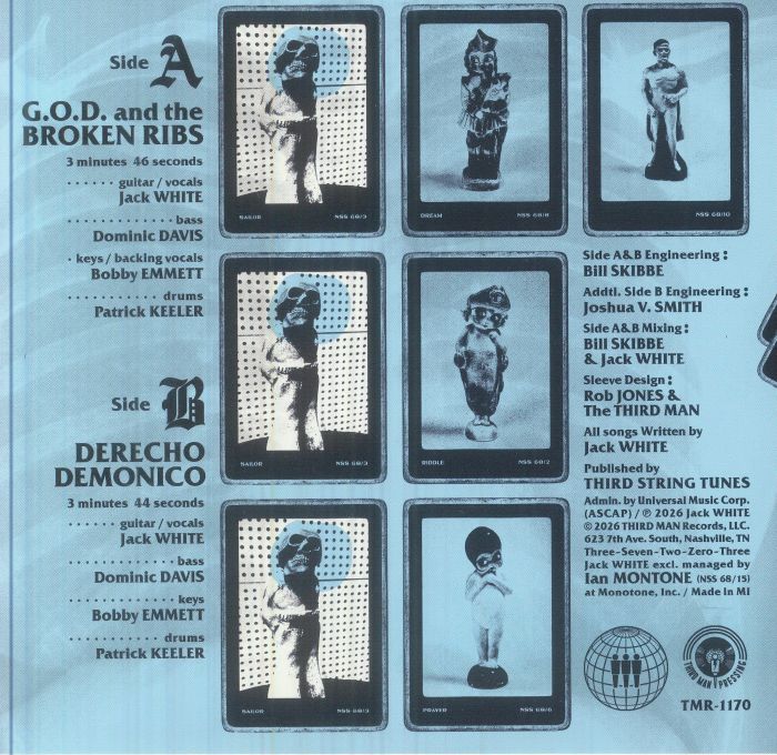 Jack White – G.O.D. And The Broken Ribs / Derecho Demonico (7", Third Man Records, 2026) Back Cover