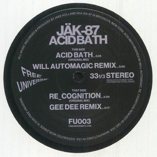 Jak 87 – Acid Bath EP (12", Free Universe, 2026) Front Cover
