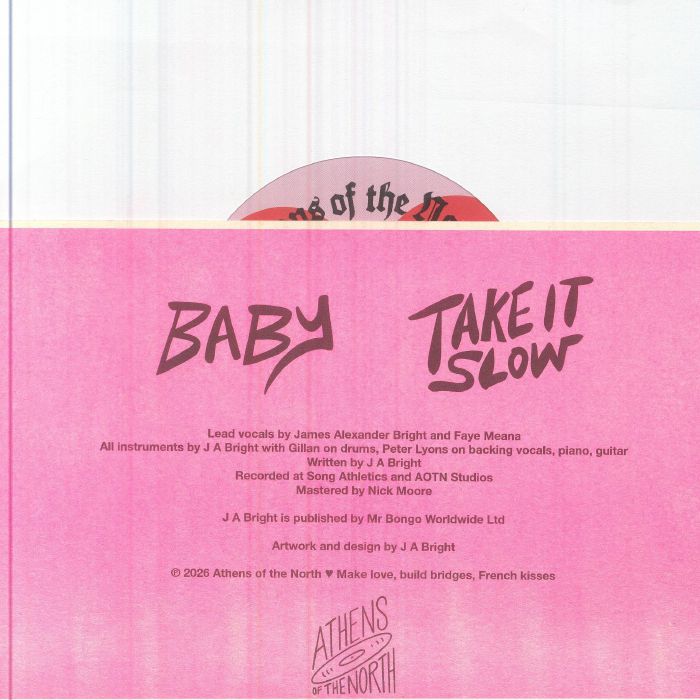 James Alexander Bright & Faye Meana – Baby (7", Red, Athens Of The North, 2026) Back Cover