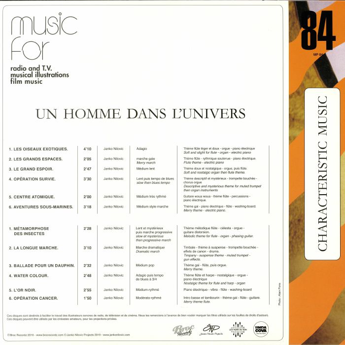 Janko Nilovic – Un Homme Dans L'Univers (LP, Broc Recordz, 2019) Back Cover