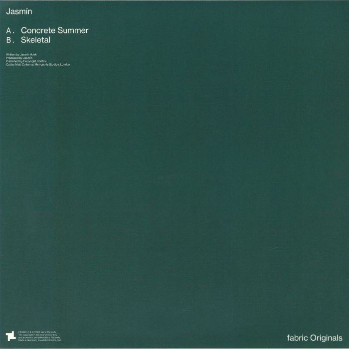 Jasmin – Concrete Summer (12", Fabric Originals, 2026) Back Cover
