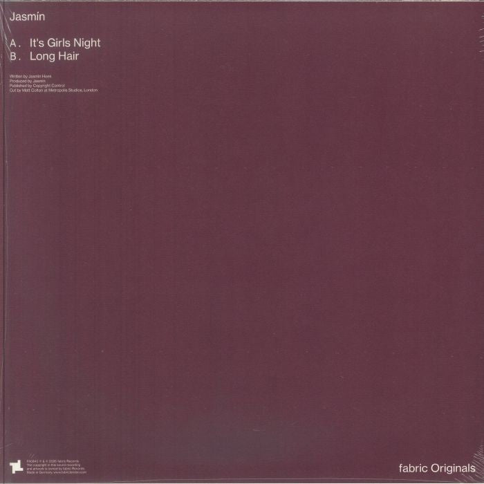 Jasmin – It's Girls Night (12", Fabric Originals, 2026) Back Cover