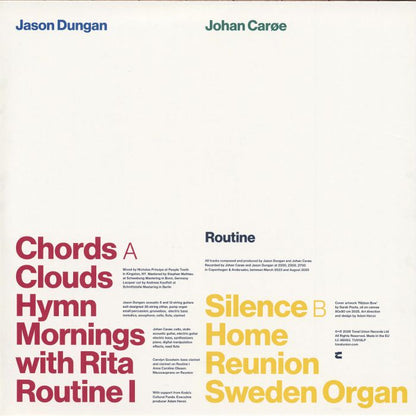 Jason Dungan / Johan Caroe – Routine (LP, Excls- | (Limited Edition Transparent Clear, Tonal Union, 2026) Back Cover