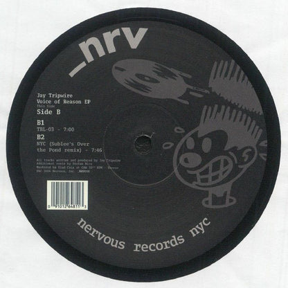 Jay Tripwire – Voice Of Reason (12", Nervous Records, 2026) Back Cover