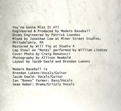 Modern Baseball – You're Gonna Miss It All (CD, Run For Cover Records, 2014) Image 4