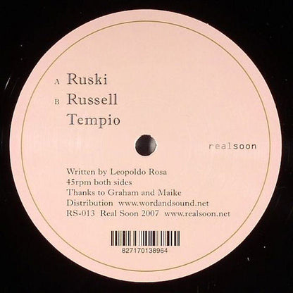 Lerosa – Ruski (12", Real Soon, 2007) Back Cover