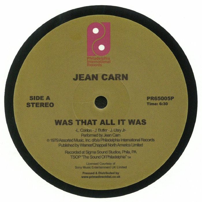 Jean Carn – Was That All It Was (12", Philadelphia International Records, 2018) Front Cover