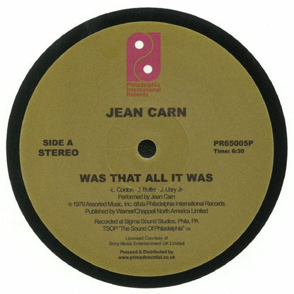 Jean Carn – Was That All It Was (12", Philadelphia International Records, 2018) Front Cover