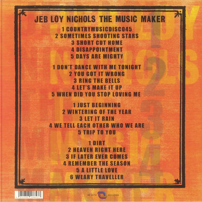 Jeb Loy Nichols – The Music Maker (2xLP, Be With Records, 2025) Back Cover